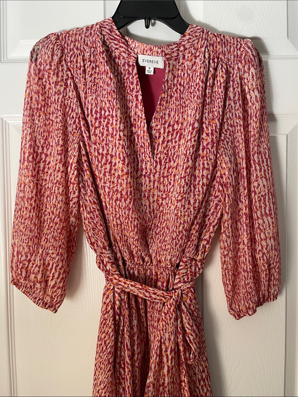 Evereve Pink Multi-Print Midi Wrap Dress - Picture 3 of 5